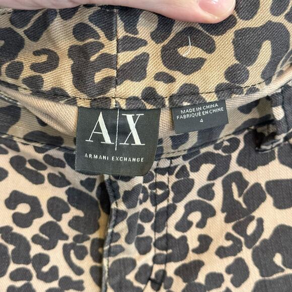 AX Armani Exchange Jeans Womens 4 Black Tan Cheetah Animal Print Low Rise Skinny - Picture 5 of 8
